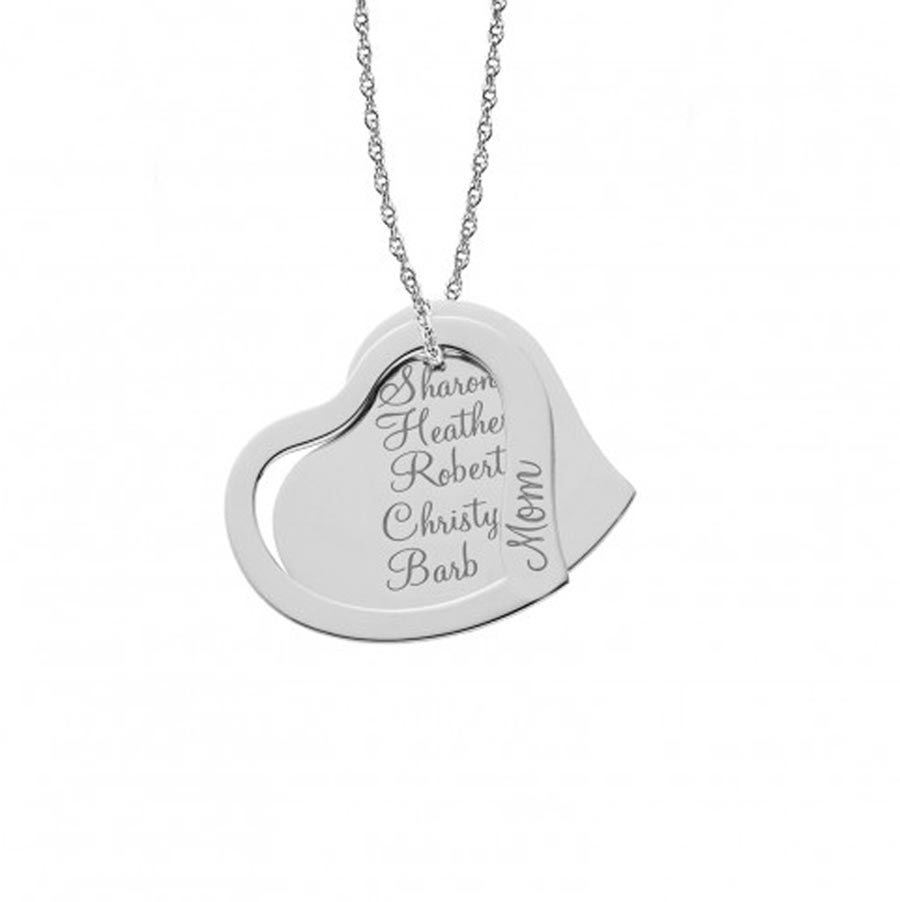 Double Heart Birthstone Necklace Engraved Names Sterling Silver | Engraved  necklace, Double heart necklace, Custom photo jewelry